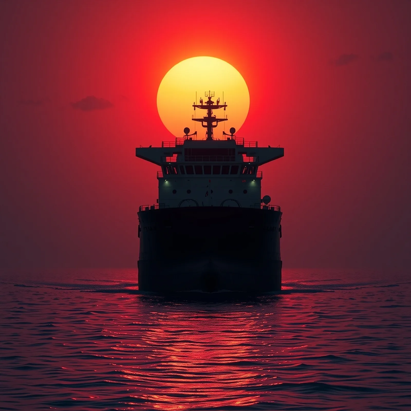 Tanker at sunset